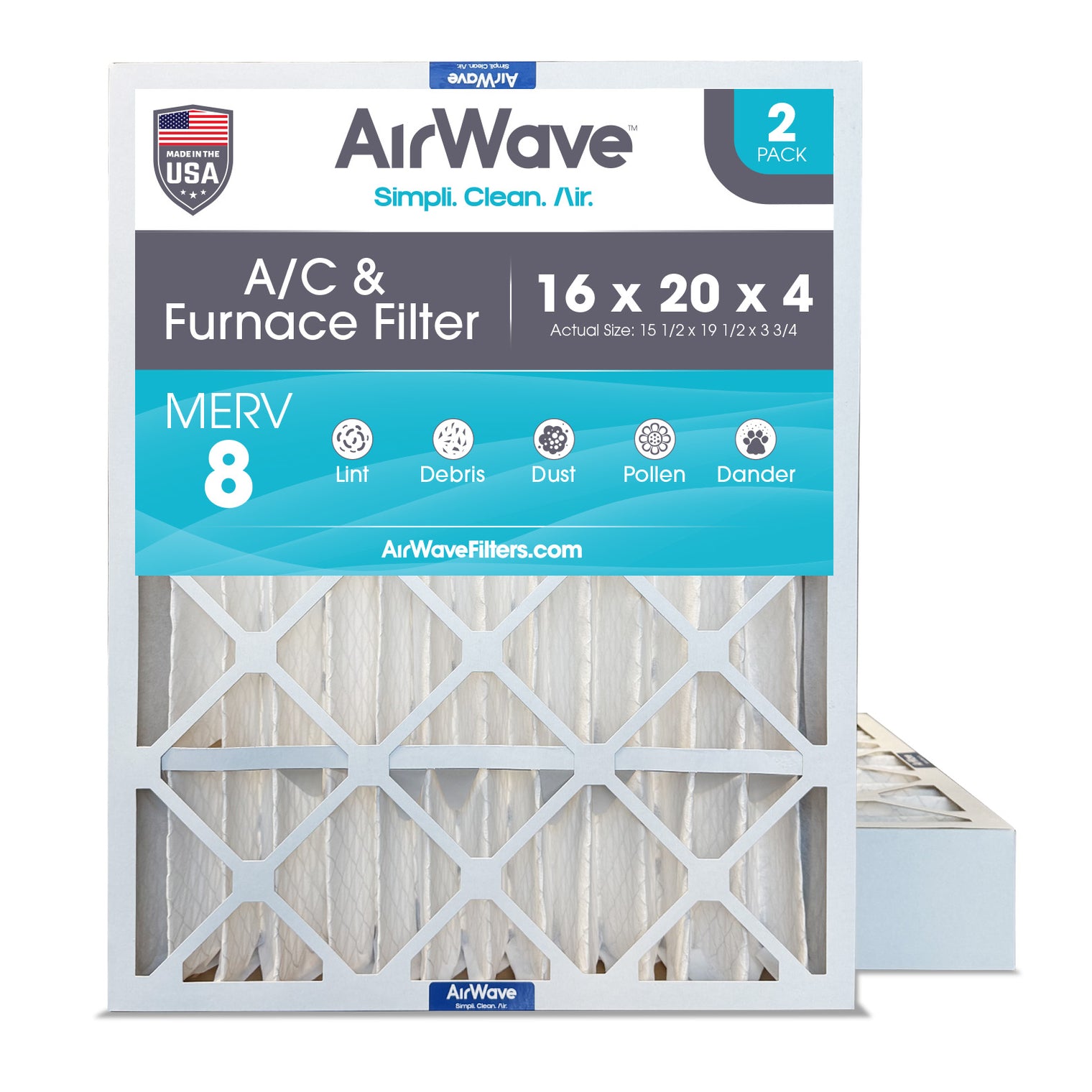 Air Filter 16x20x4, Pleated MERV 8, HVAC Furnace Filter