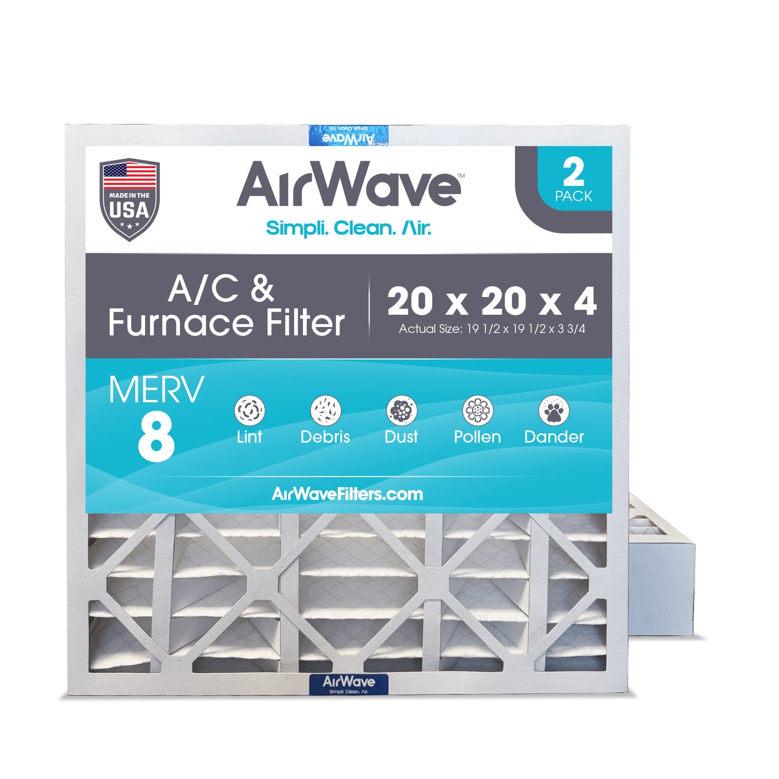 Air Filter 20x20x4, Pleated MERV 8, HVAC Furnace Filter