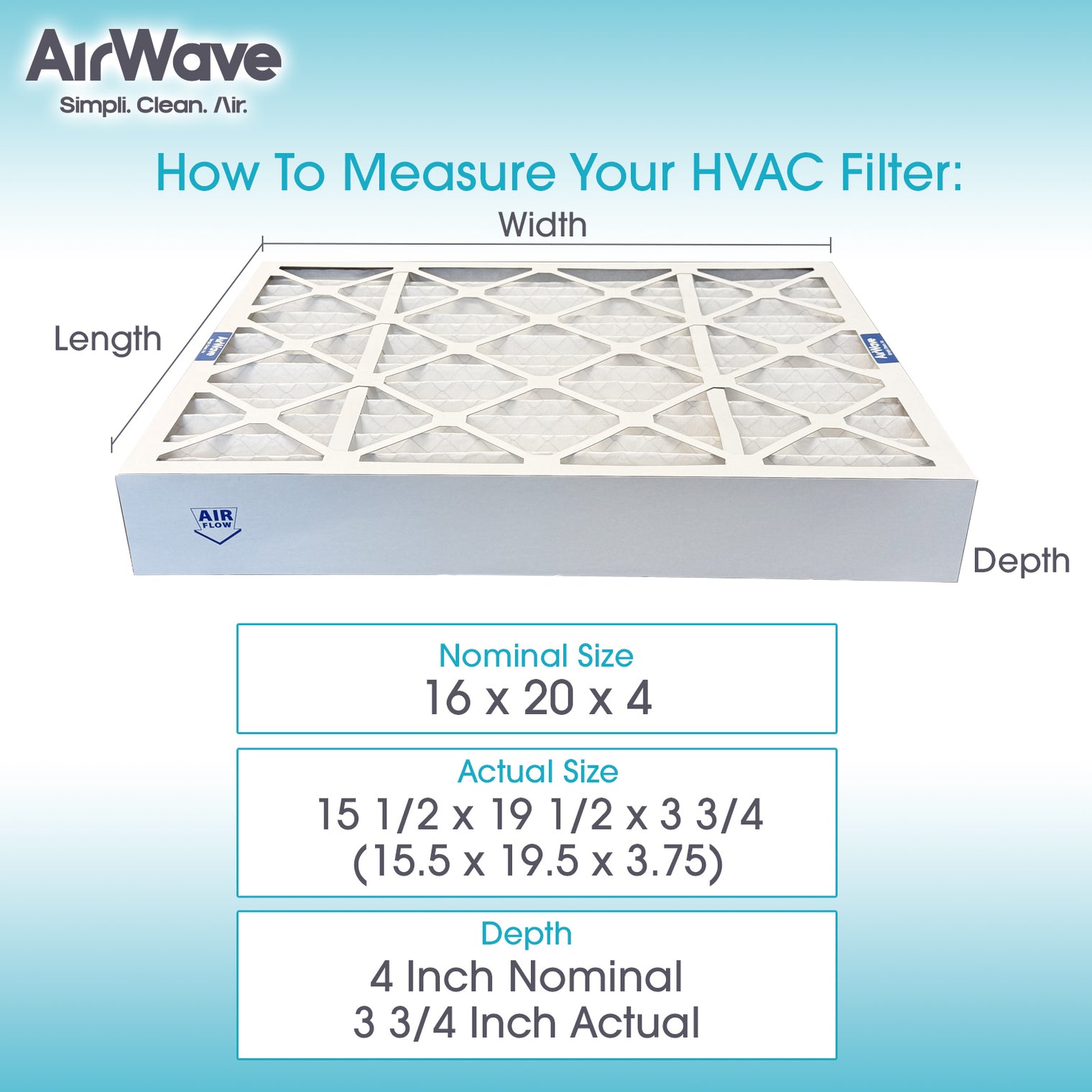 Air Filter 16x20x4, Pleated MERV 8, HVAC Furnace Filter