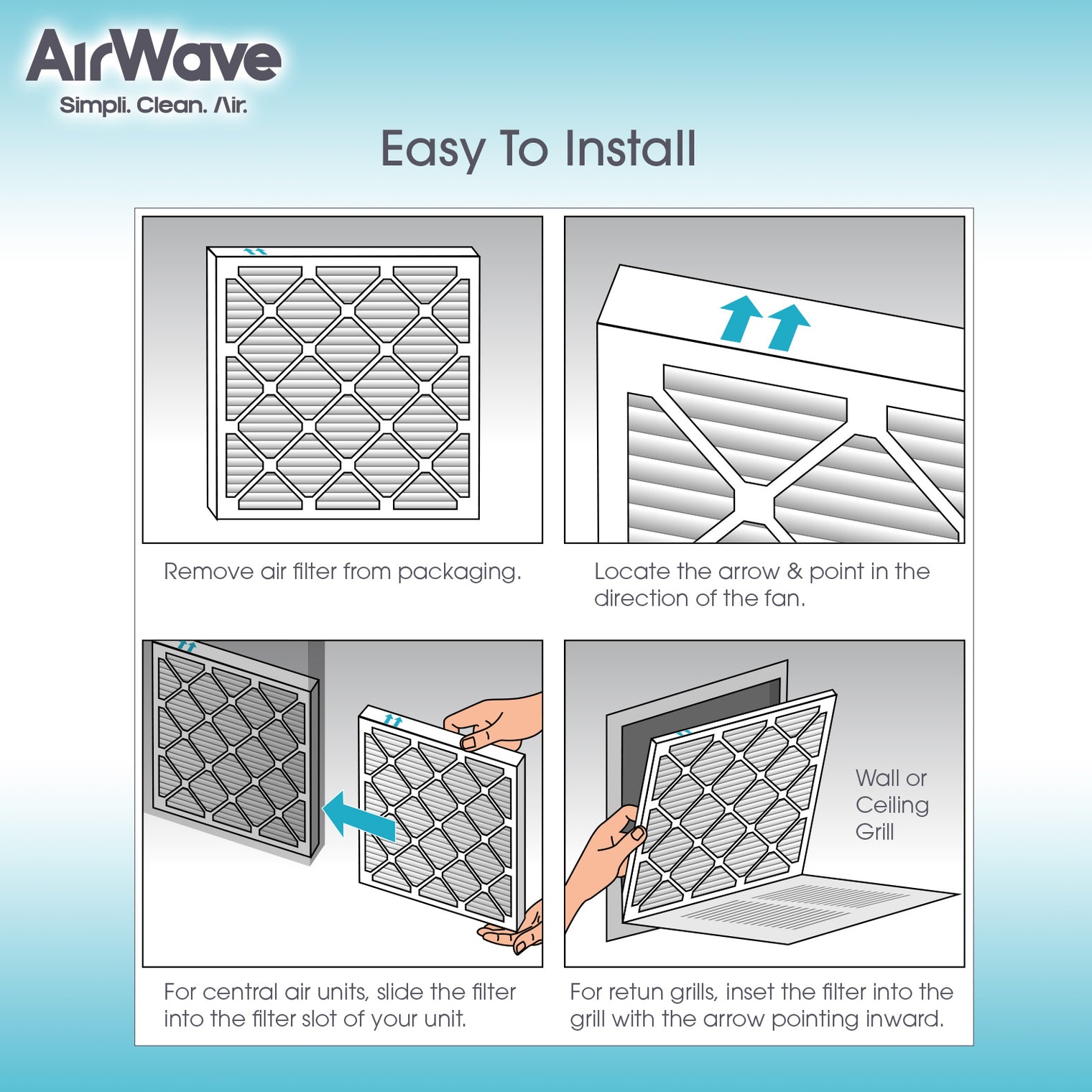 16x16x1 Air Filter, MERV 8, Pleated