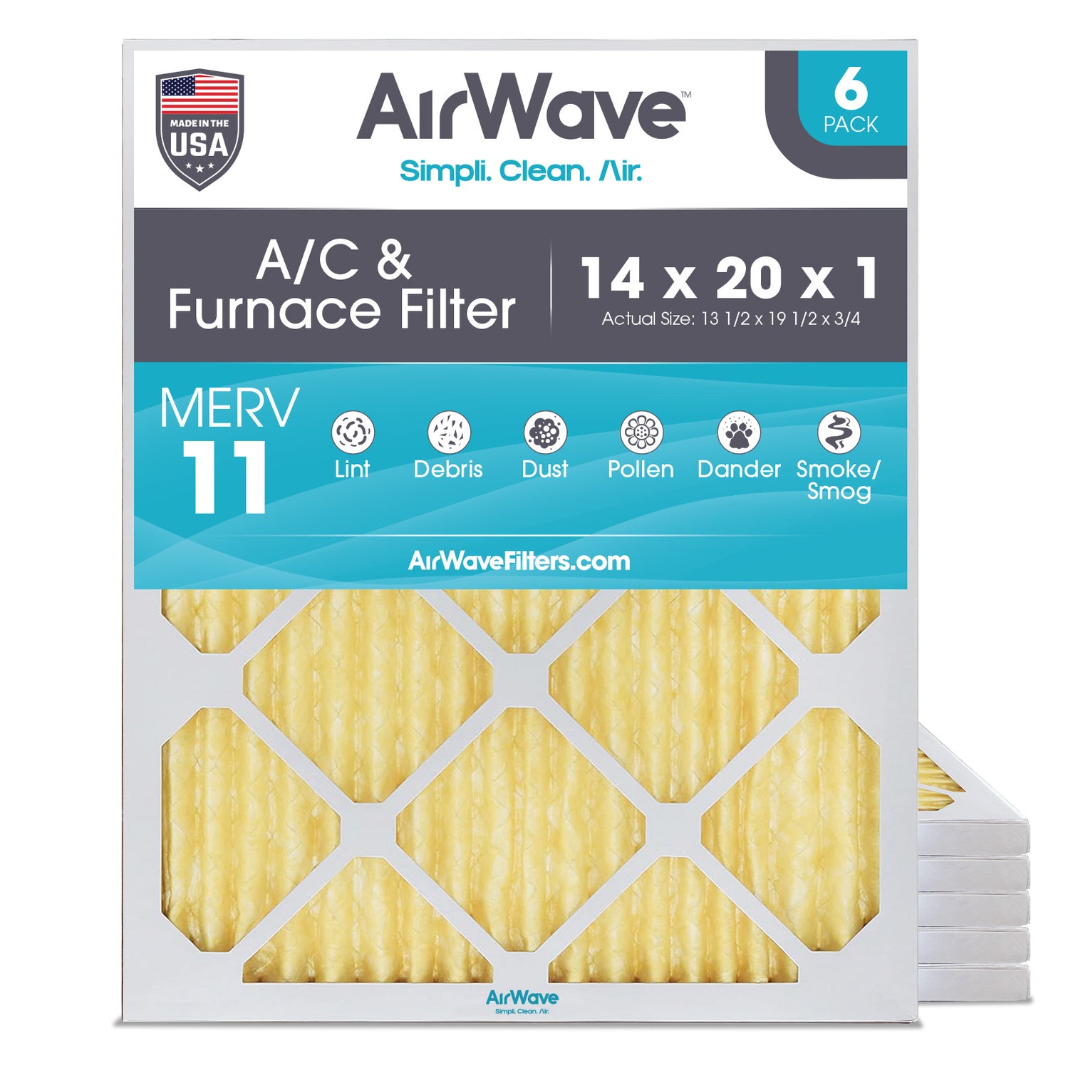 14x20x1 Air Filter, Pleated MERV 11