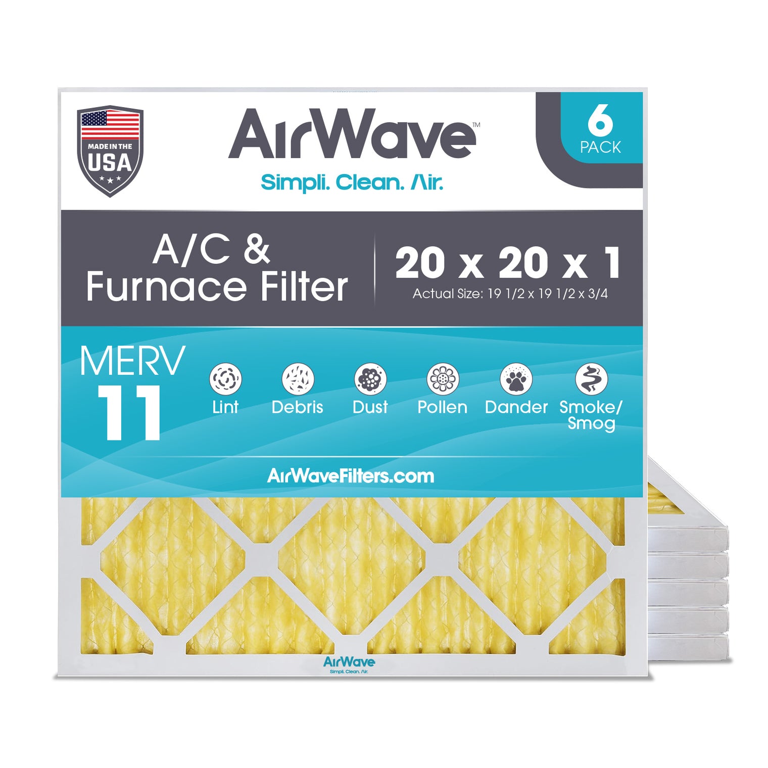 20x20x1 Air Filter, Pleated MERV 11