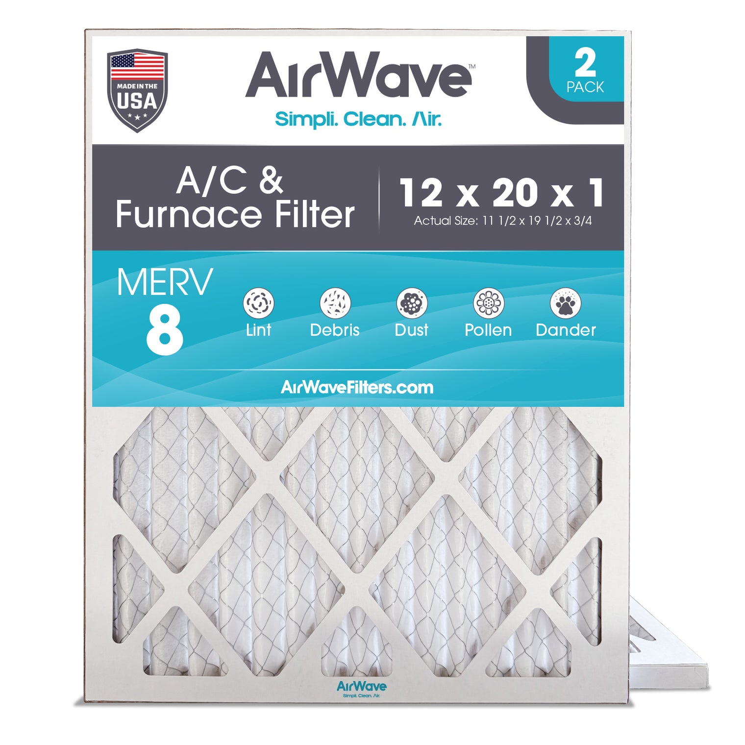 12x20x1 Air Filter, MERV 8, Pleated