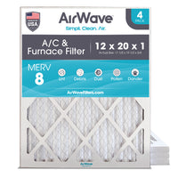 AC Air Filter 12x20x1, Pleated MERV 8, HVAC Furnace Filter