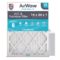 AC Air Filter 14x24x1, Pleated MERV 8, HVAC Furnace Filter