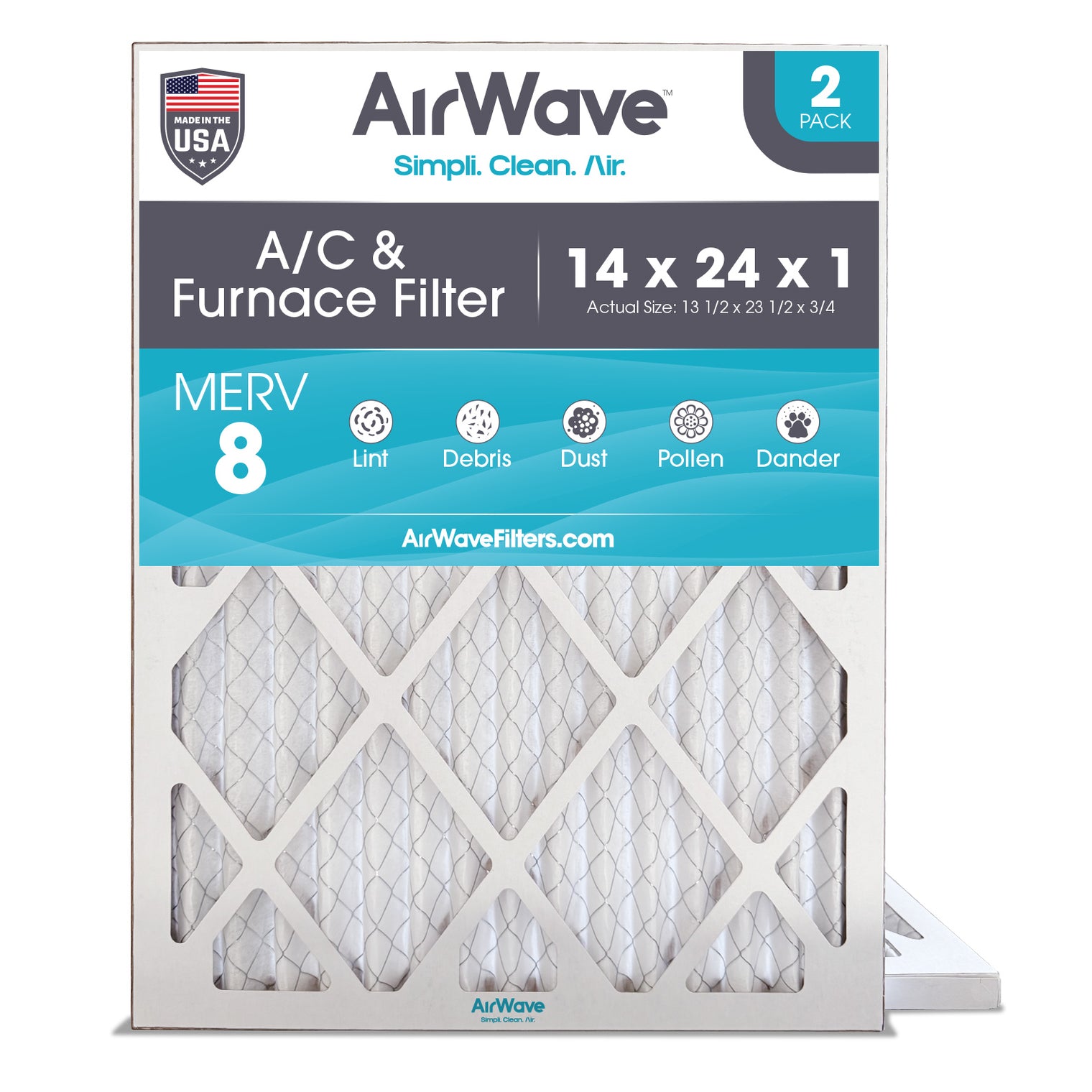 AC Air Filter 14x24x1, Pleated MERV 8, HVAC Furnace Filter