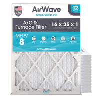 16x25x1 Air Filter, MERV 8, Pleated