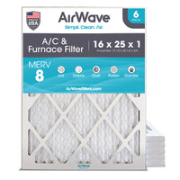 16x25x1 Air Filter, MERV 8, Pleated