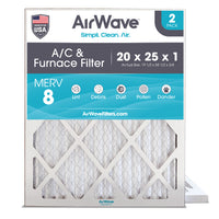 20x25x1 Furnace Air Filter, Pleated MERV 8