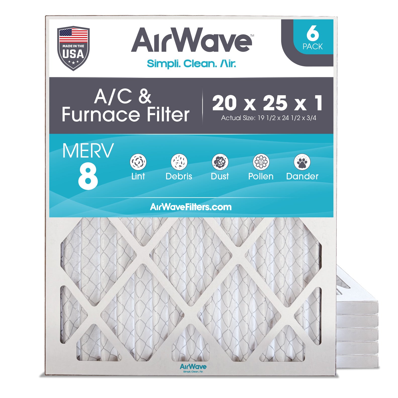 Air Filter 20x25x1, Pleated MERV 8, HVAC Furnace Filter – AirWave