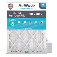 20x30x1 Air Filter, MERV 8, Pleated