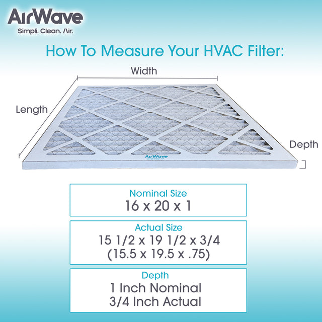 16x20x1 Air Filter, MERV 8, Pleated